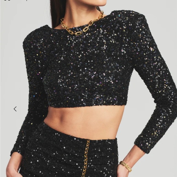 RETROFETE Black Sequince Rain Top ✨🪩 - Picture 3 of 8